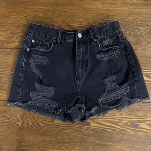 American Eagle Outfitters Black Distressed Jean Shorts size 2